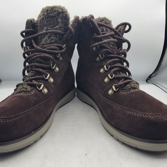 LL Bean Mountain Lodge Womens 8.5 Brown Fleece Collar Insulated Boots Primaloft - Picture 3 of 13